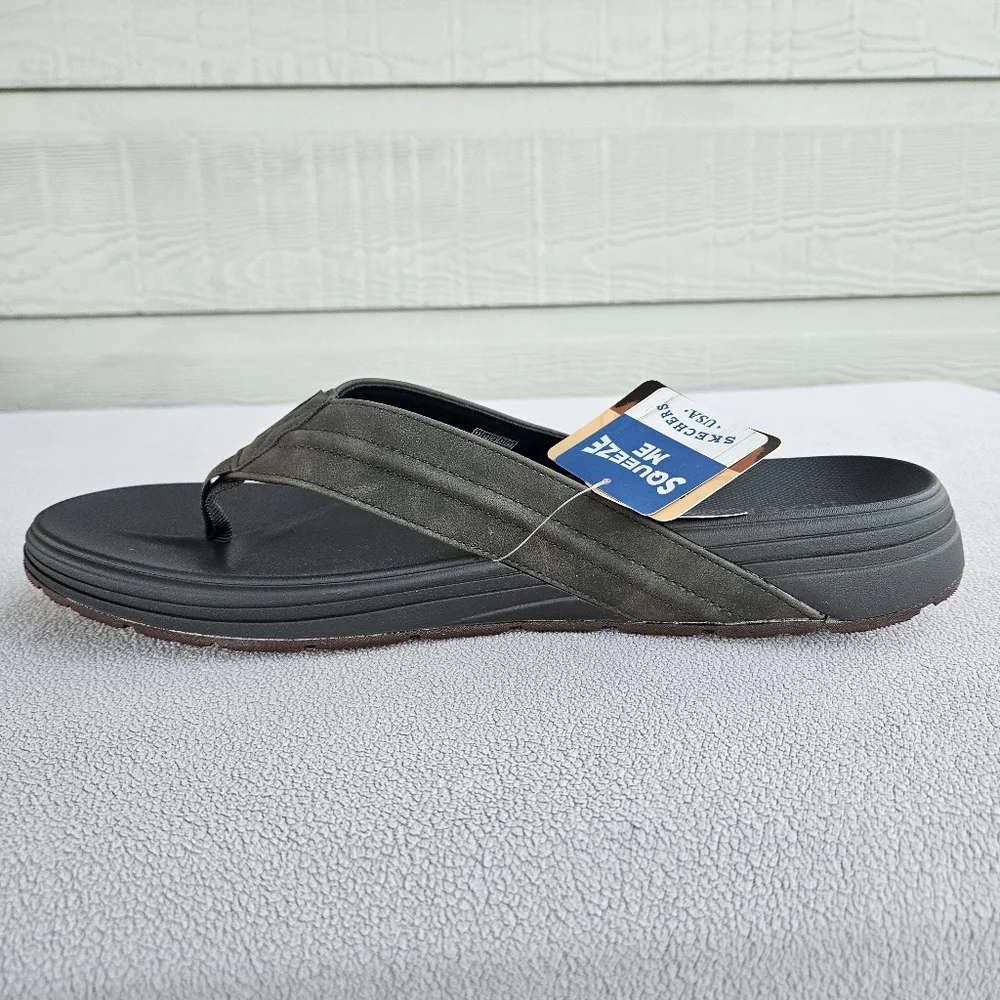 Skechers Patino Marlee Thong Flip Flop Sandal Men 13 Brown Relaxed Fit Luxe Foam
